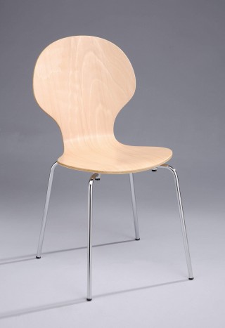 Metal Legs Frame Beech Veneer Bentwood Round Dining Chair